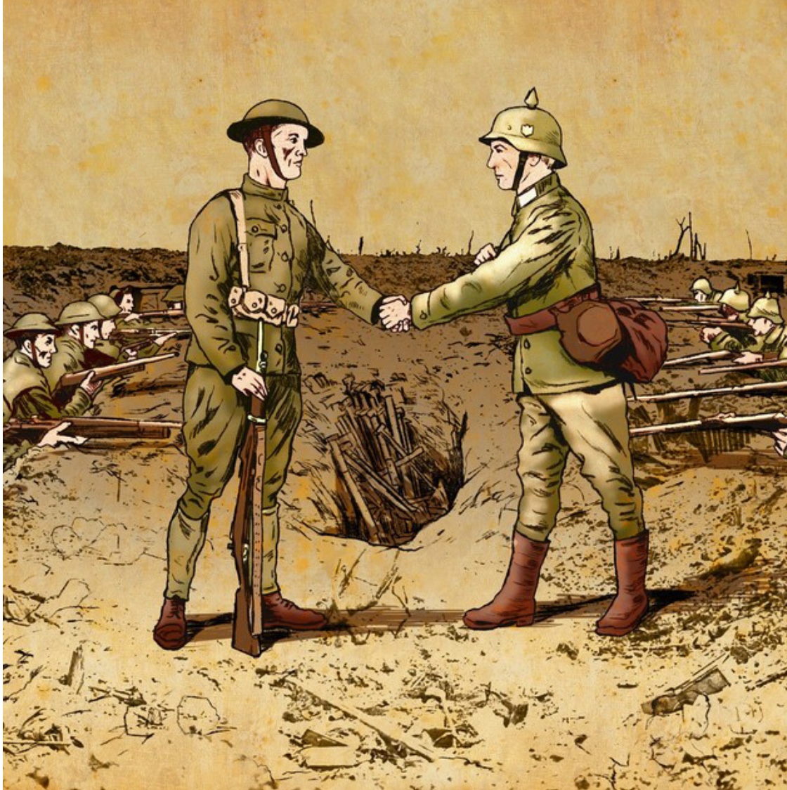 1914 Great War Christmas Peace Truce, in the trenches of Ypres, Belgium