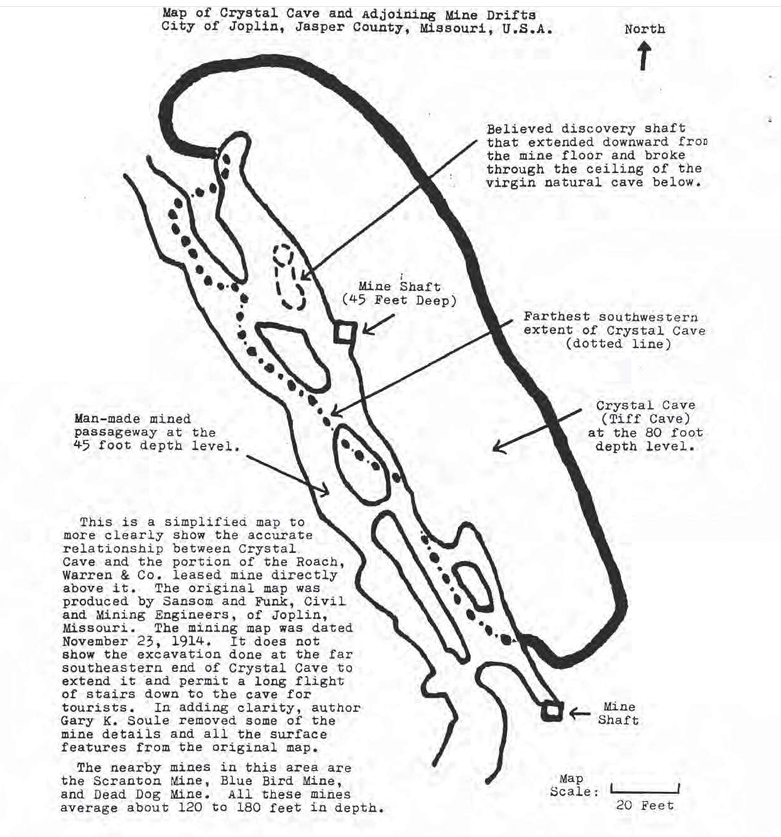 Map of Crystal Cave and adjoining mine drifts