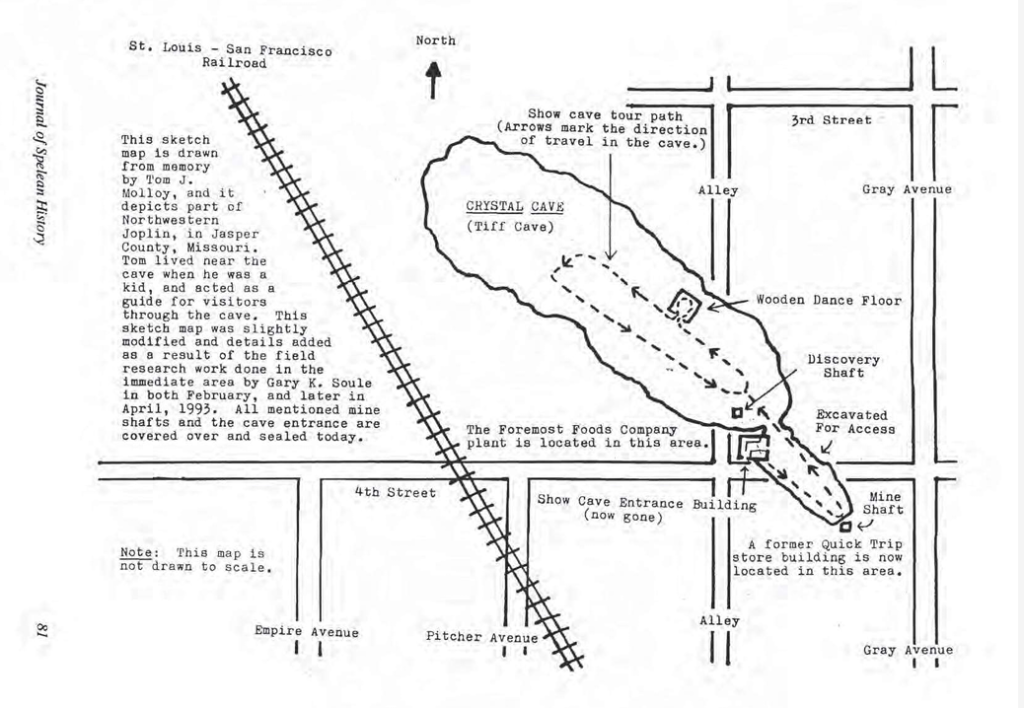 Map of Crystal Cave and adjoining mine drifts
