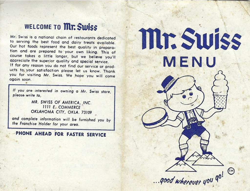 Mr. Swiss Menu